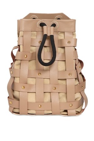Salar Jules Woven Leather Backpack With Studs