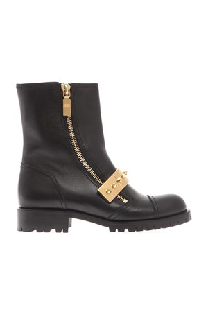 Alexander Mcqueen Flat Ankle Boot Gold Studded F Black Gold