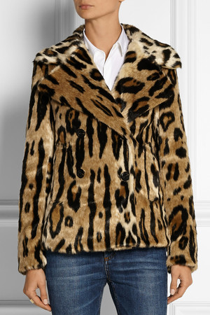 Michael Michael Kors Leopard Print Faux Fur Coat Intl Shipping